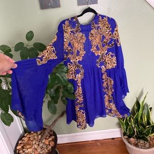 Free People flutter sleeve top dress sheer M #p4